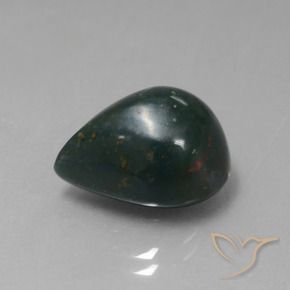Pedra de Sangue Verde escuro Natural 8.78ct, Formato de pêra, Opaco