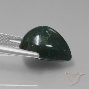 Pedra de Sangue Verde escuro Natural 8.78ct, Formato de pêra, Opaco