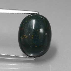 Pedra de sangue verde natural 9,11ct, corte oval, opaco