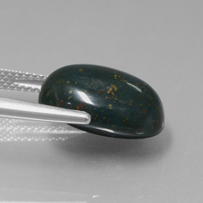 Pedra de sangue verde natural 9,11ct, corte oval, opaco