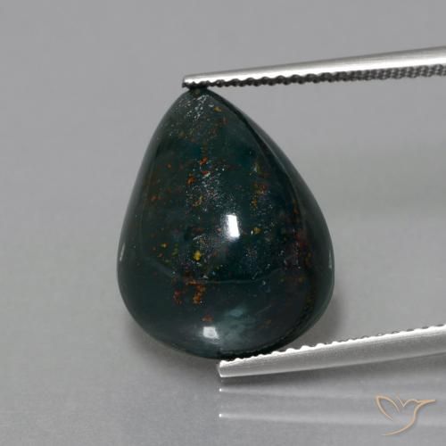 11.36ct Natural Verde floresta Pedra de Sangue, Formato de pêra, Opaco