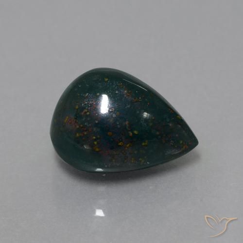 Pedra de Sangue Verde floresta Natural 11.36ct, Formato de pêra, Opaco