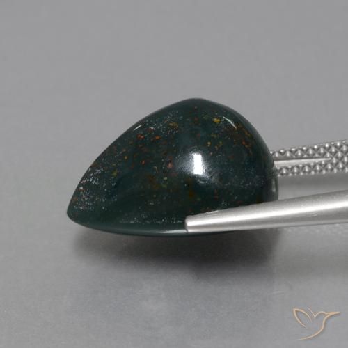 Pedra de Sangue Verde floresta Natural 11.36ct, Formato de pêra, Opaco
