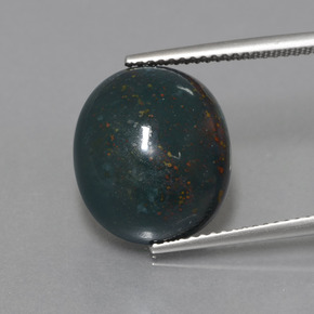 Pedra de sangue verde natural 11,31ct, corte oval, opaco