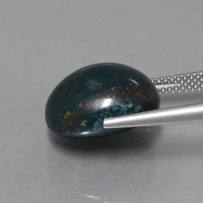 Pedra de sangue verde natural 11,31ct, corte oval, opaco