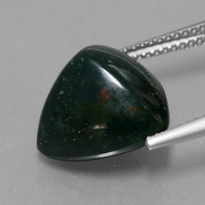 Pedra de Sangue verde manchado Natural 7.14ct, Trilhão, Opaco