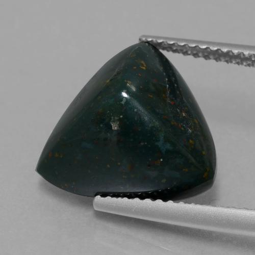 Pedra de sangue verde natural 7,42ct, trillion, opaco