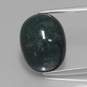 Pedra de sangue verde natural 11,08ct, corte oval, opaco