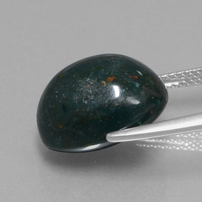 Pedra de sangue verde natural 11,08ct, corte oval, opaco