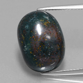 Pedra de sangue verde natural 12,09ct, corte oval, opaco