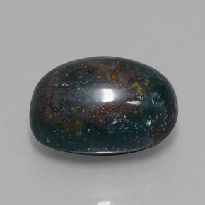 Pedra de sangue verde natural 12,09ct, corte oval, opaco