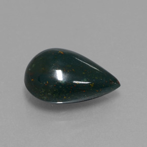Pedra de Sangue verde manchado Natural 5.91ct, Formato de pêra, Opaco