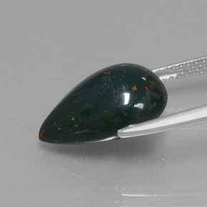 Pedra de Sangue verde manchado Natural 5.91ct, Formato de pêra, Opaco