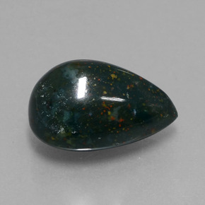 Pedra de Sangue verde manchado Natural 9.48ct, Formato de pêra, Opaco