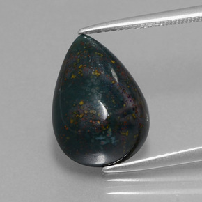 Pedra de sangue verde natural 6,94ct, formato de pêra, opaco