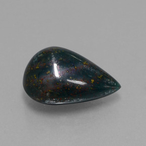 Pedra de sangue verde natural 6,94ct, formato de pêra, opaco