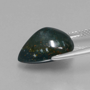 Pedra de Sangue verde manchado Natural 7.99ct, Formato de pêra, Opaco
