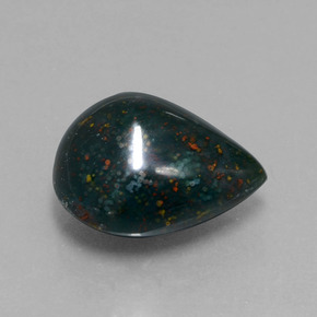 Pedra de sangue verde natural 8,63ct, formato de pêra, opaco