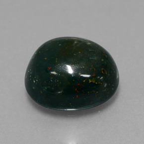 Pedra de sangue verde natural 7,40ct, corte oval, opaco