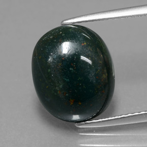 Pedra de sangue verde natural 5,82ct, corte oval, opaco
