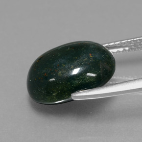 Pedra de sangue verde natural 5,82ct, corte oval, opaco