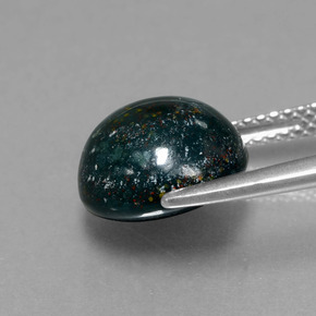 Pedra de sangue verde manchado natural 4,95ct, corte redondo, opaco