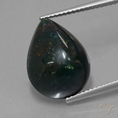 8.65ct Natural Multicolorido Pedra de Sangue, Formato de pêra, Opaco