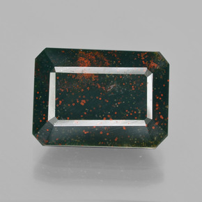 Pedra de sangue verde natural 9,73ct, corte esmeralda, opaco