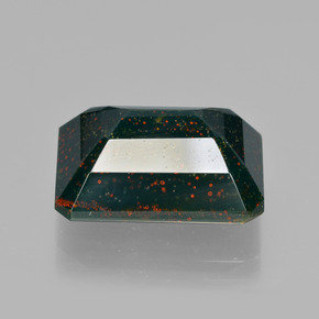 Pedra de sangue verde natural 9,73ct, corte esmeralda, opaco