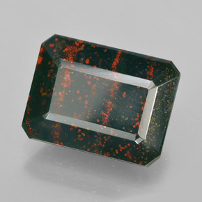 Pedra de sangue verde natural 9,25ct, corte esmeralda, opaco