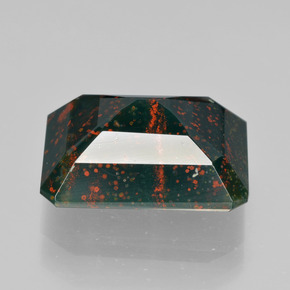 Pedra de sangue verde natural 9,25ct, corte esmeralda, opaco