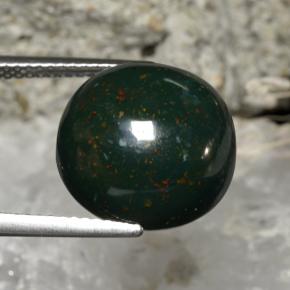 Pedra de sangue verde natural 11,27ct, corte redondo, opaco