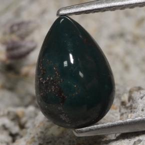 Pedra de sangue verde natural 1,79ct, formato de pêra, opaco
