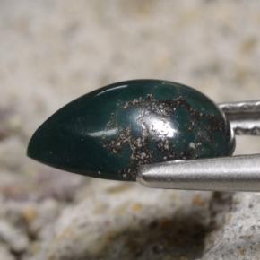 Pedra de sangue verde natural 1,79ct, formato de pêra, opaco