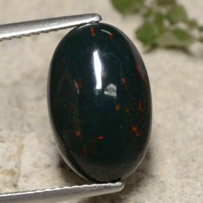 Pedra de sangue verde natural 5,49ct, corte oval, opaco