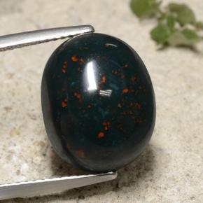 Pedra de sangue verde natural 12,57ct, corte oval, opaco