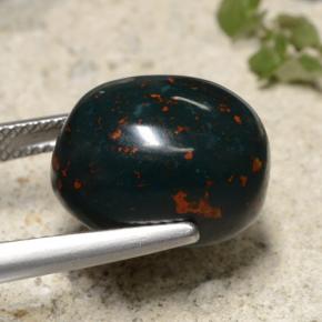 Pedra de sangue verde natural 12,57ct, corte oval, opaco