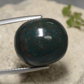 Pedra de Sangue Verde Multicolor Natural 22.90ct, Corte Oval, Opaco