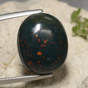 Pedra de Sangue Verde Natural 12.58ct, Corte Oval, Opaco