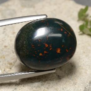 Pedra de Sangue Verde Natural 12.58ct, Corte Oval, Opaco