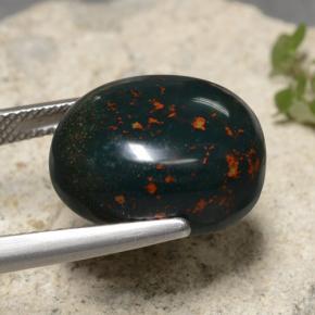 Pedra de Sangue Verde Natural 12.58ct, Corte Oval, Opaco