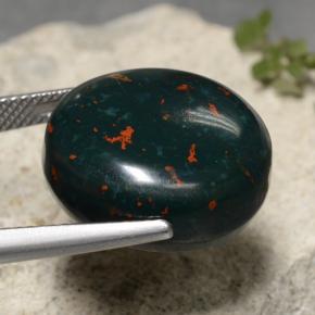 Pedra de sangue verde natural 19,71ct, corte oval, opaco