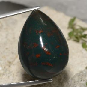 Pedra de Sangue Verde Natural 26.64ct, Formato de pêra, Opaco