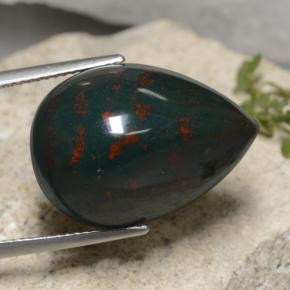 Pedra de Sangue Verde Natural 26.64ct, Formato de pêra, Opaco