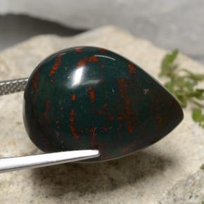 Pedra de Sangue Verde Natural 26.64ct, Formato de pêra, Opaco