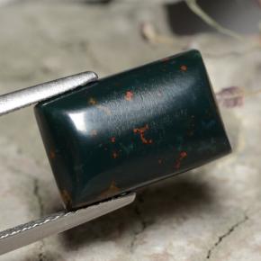 Pedra de sangue verde natural 5,62ct, baguete, opaco