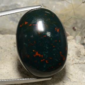 Pedra de sangue verde natural 35,01ct, corte oval, opaco