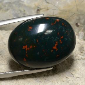 Pedra de sangue verde natural 35,01ct, corte oval, opaco