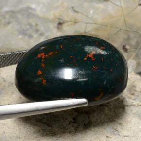 Pedra de sangue verde natural 35,01ct, corte oval, opaco