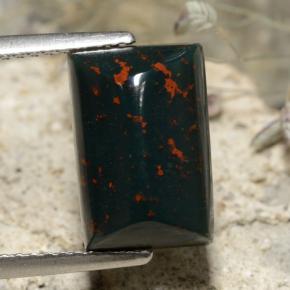 Pedra de sangue verde natural 4,62ct, baguete, opaco